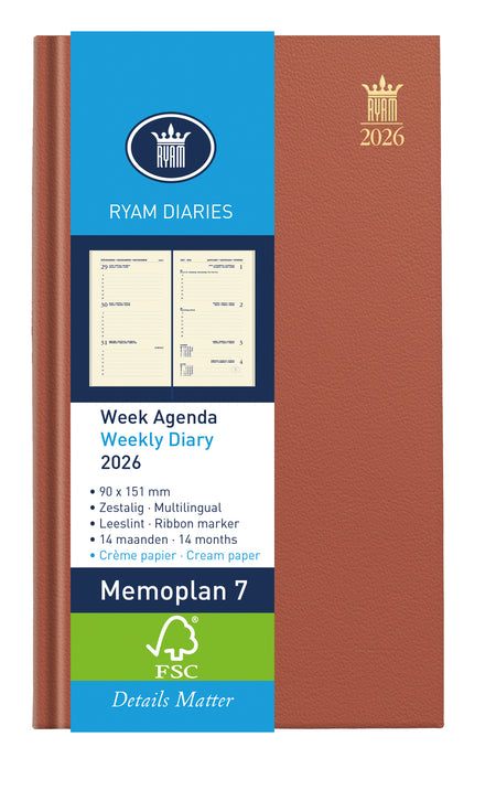 Ryam - Agenda 2026 Memoplan 7 Nappa 7 Tage/2 Seiten sortiert
