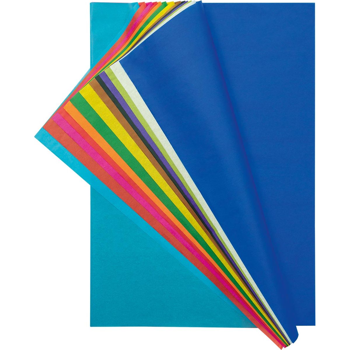 Folia -   zijdepapier geassorteerde kleuren: donkerblauw, wit, lichtgroen, paars, zwart, bruin, geel, groe...