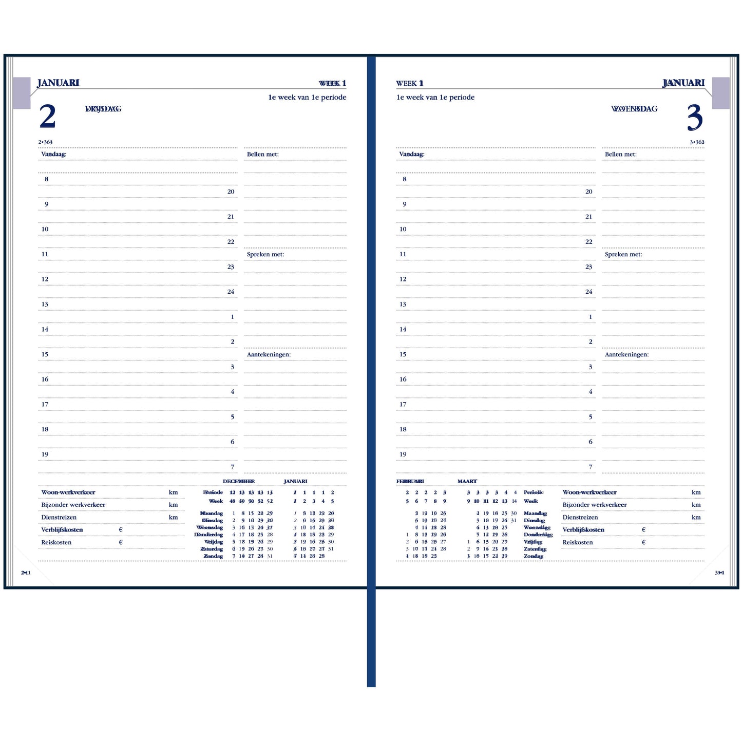 Ryam -  Agenda 2026  Twenty-four Mundior 1dag/1pagina blauw