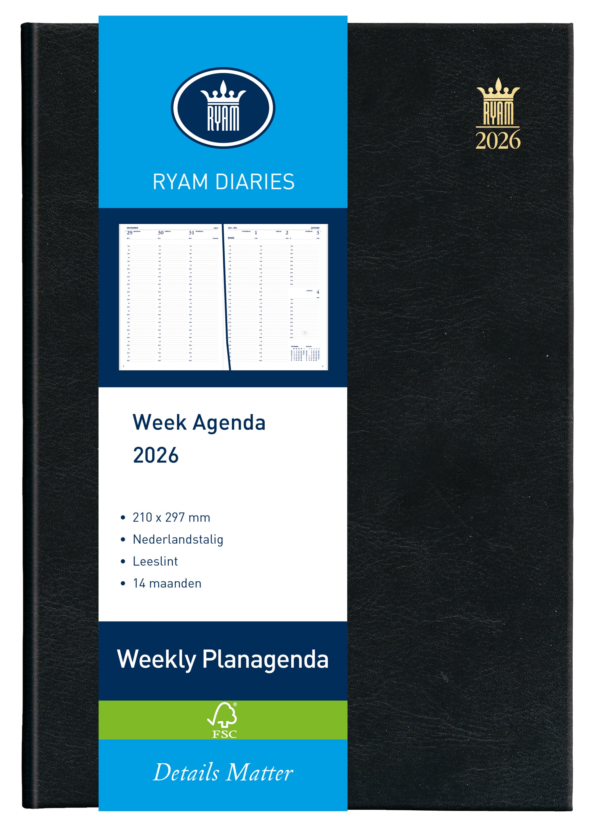 Ryam - Agenda 2026 hebdomadaire mondial 7j/2p zw
