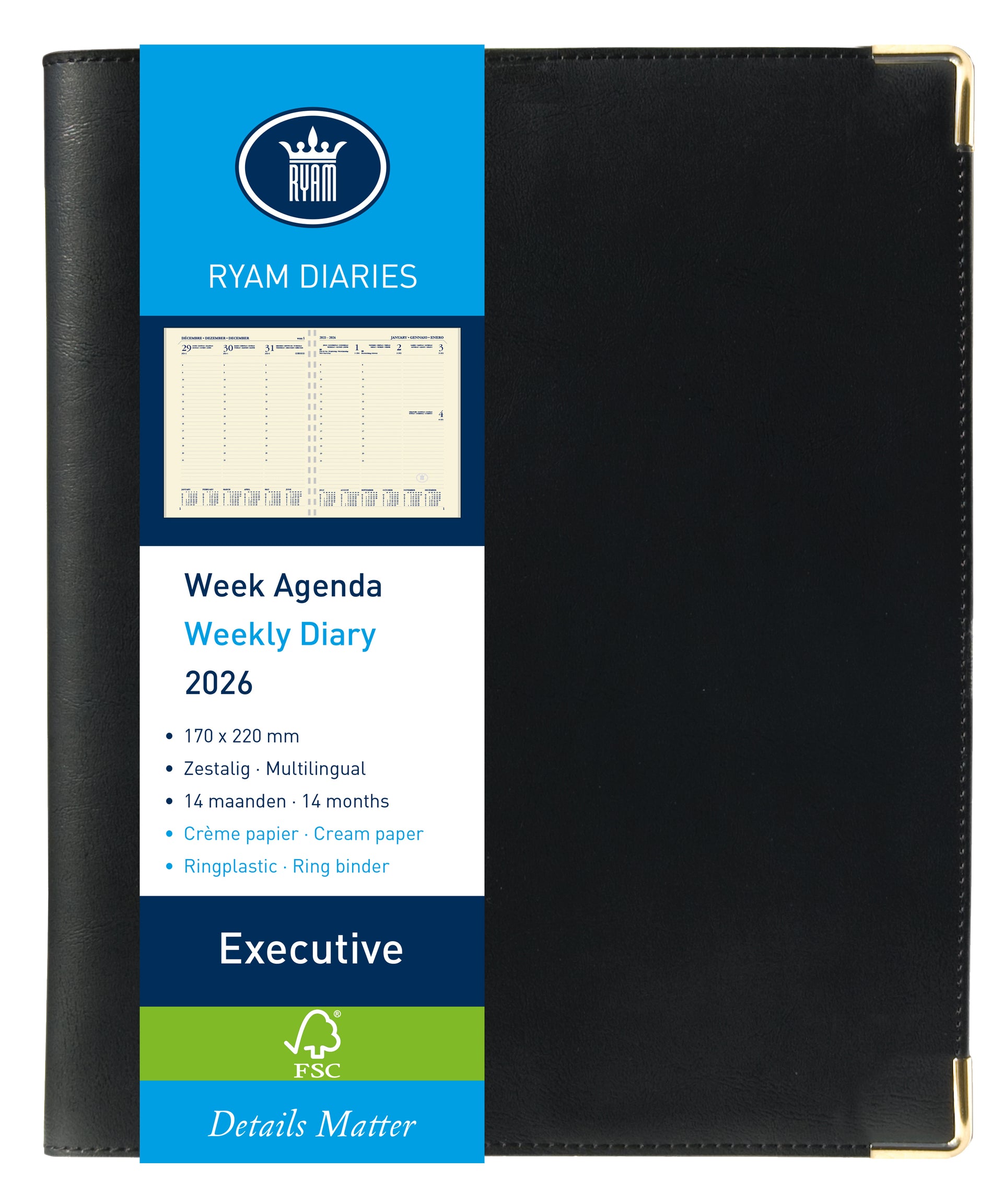 Ryam -  Agenda 2027  executive nappa 7d/2 zwart