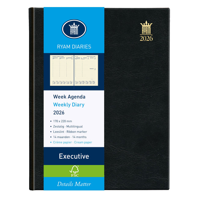 Ryam - Agenda 2026 Executive Mundior 7d/2 schwarz