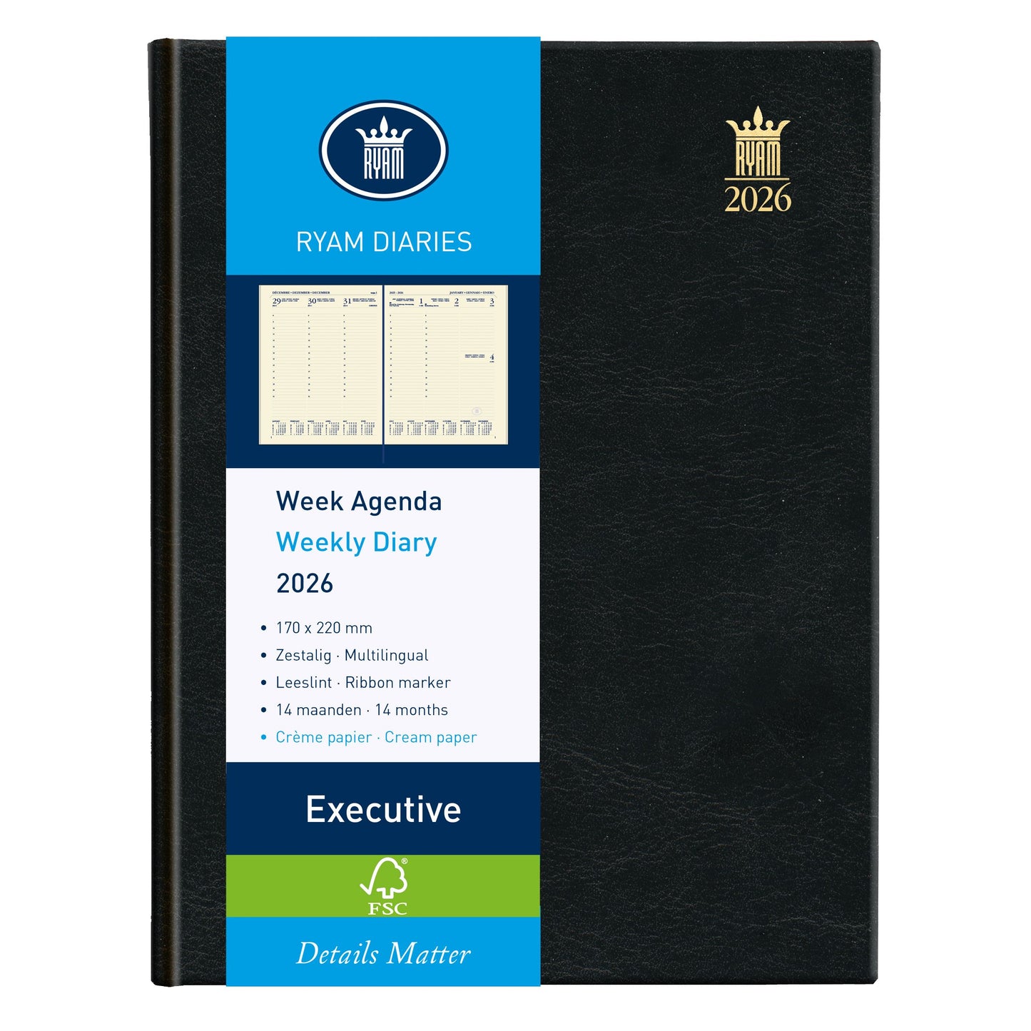 Ryam -  Agenda 2027  executive mundior 7d/2 zwart