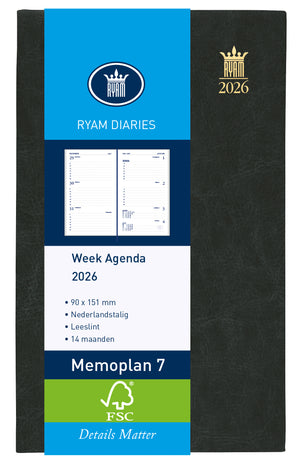 Ryam - Agenda 2026 mémo plan 7 mundior 7j/2p noir