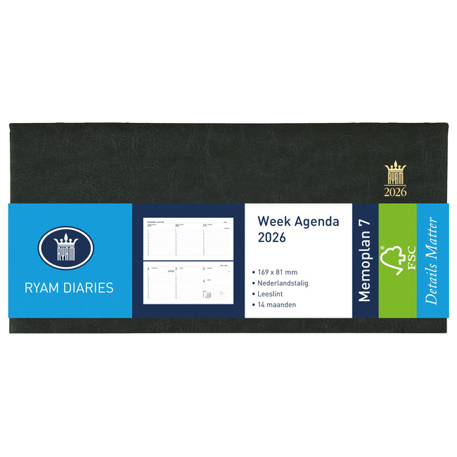 Ryam - Agenda 2026 Memoplan 7 Mundior Suprema 7 jours/2 pages paysage noir