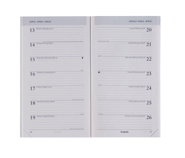 Brepols - Agenda remplissage 2026 Breplan 7 jours/1 page