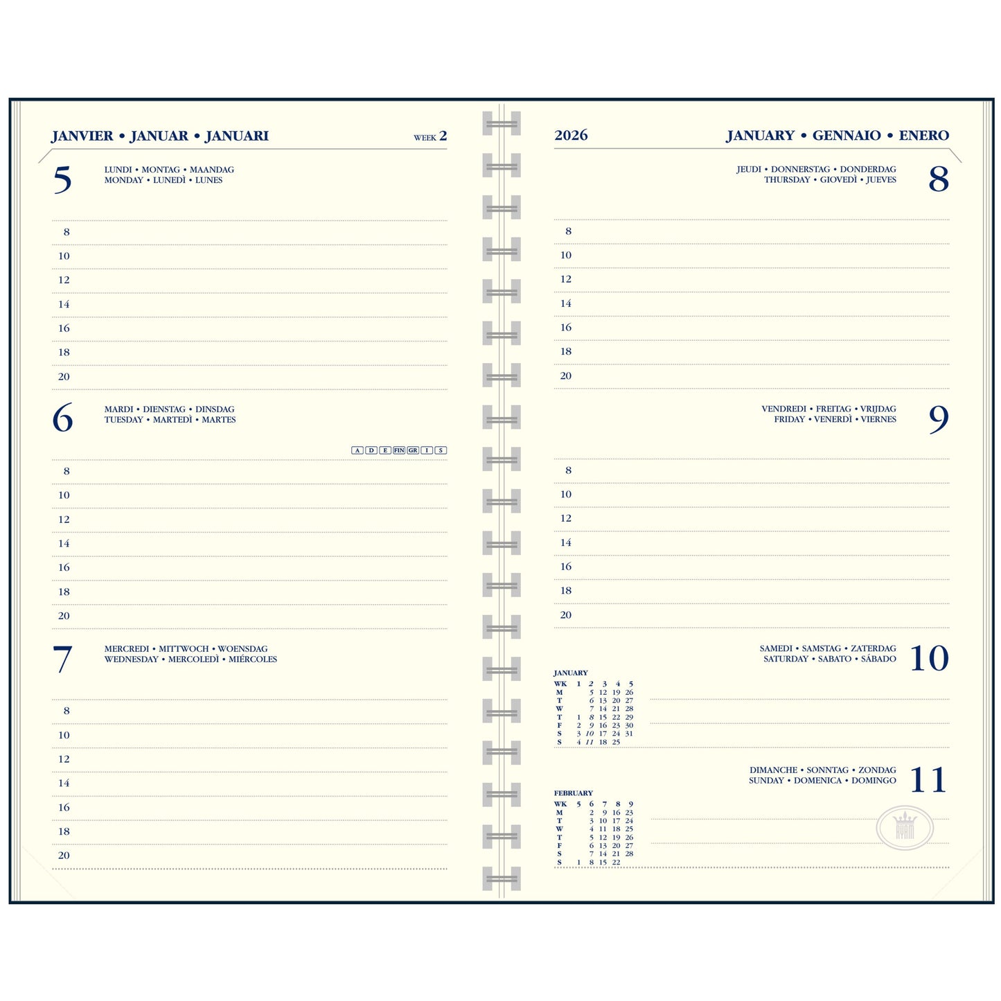 Ryam -  Agendavulling 2026  memoplan 7 7d/2p