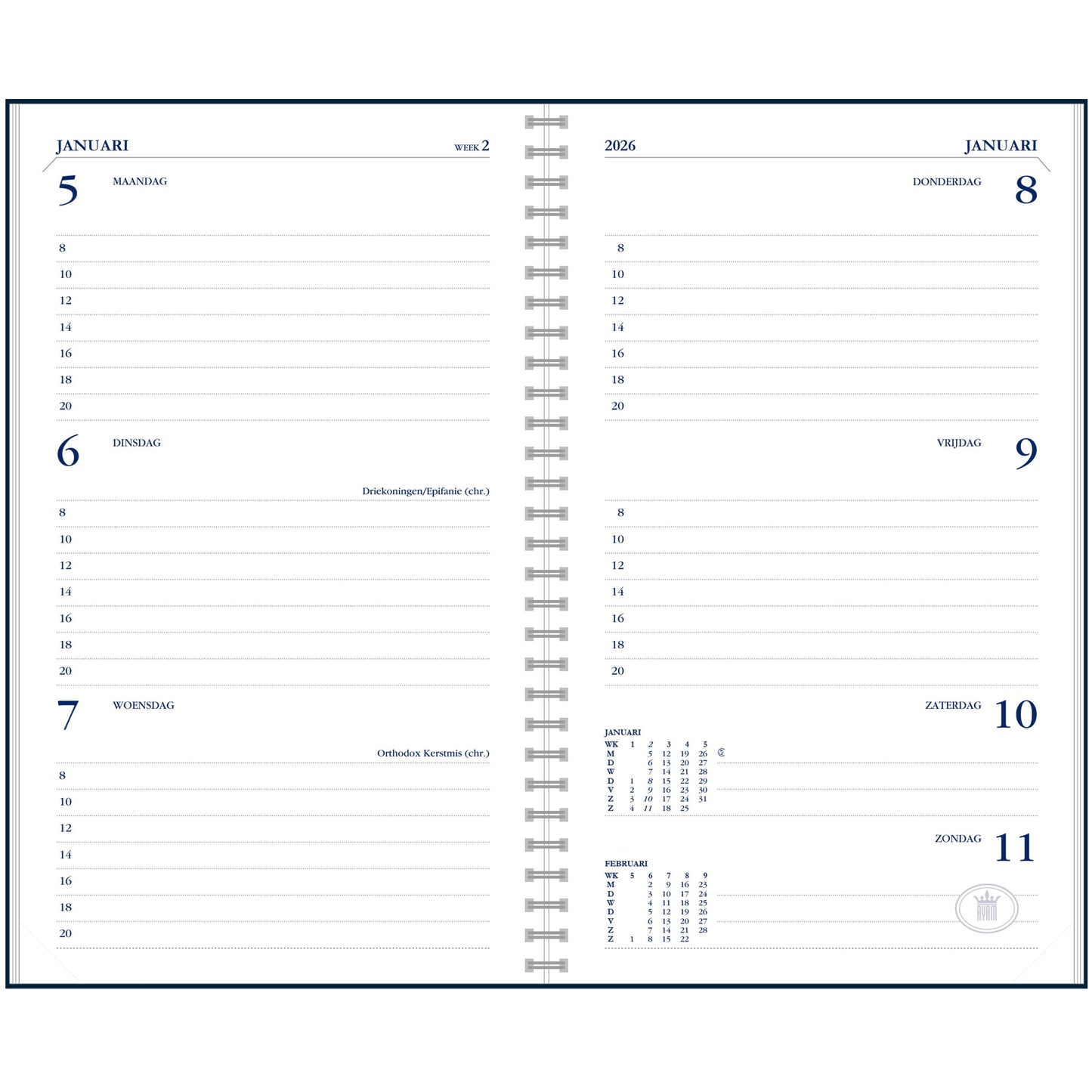 Ryam -  Agendavulling 2026  memoplan 7 7d/2p wt