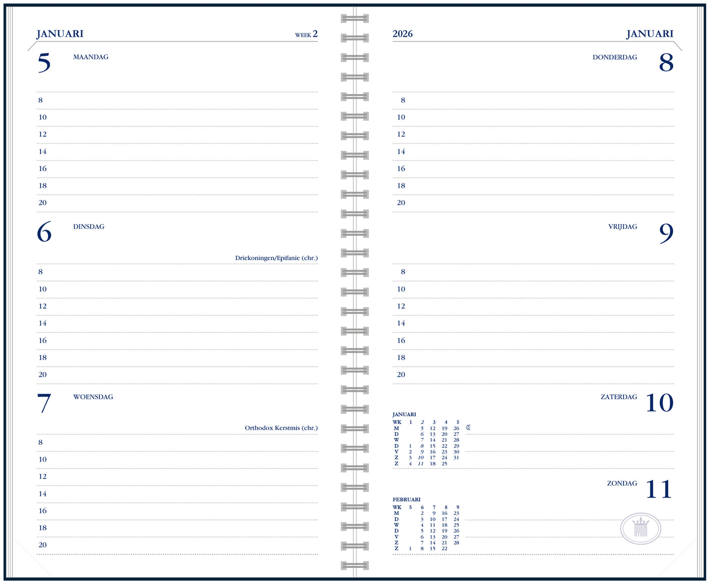 Ryam -  Agendavulling 2027  memoplan 7 7d/2p wt