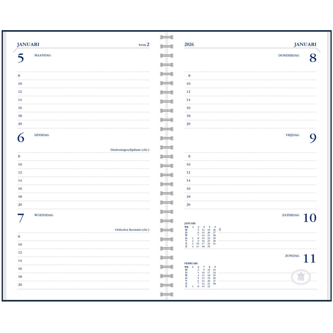 Ryam -  Agendavulling 2026  Memoplan 7 7dagen/2pagina's wit