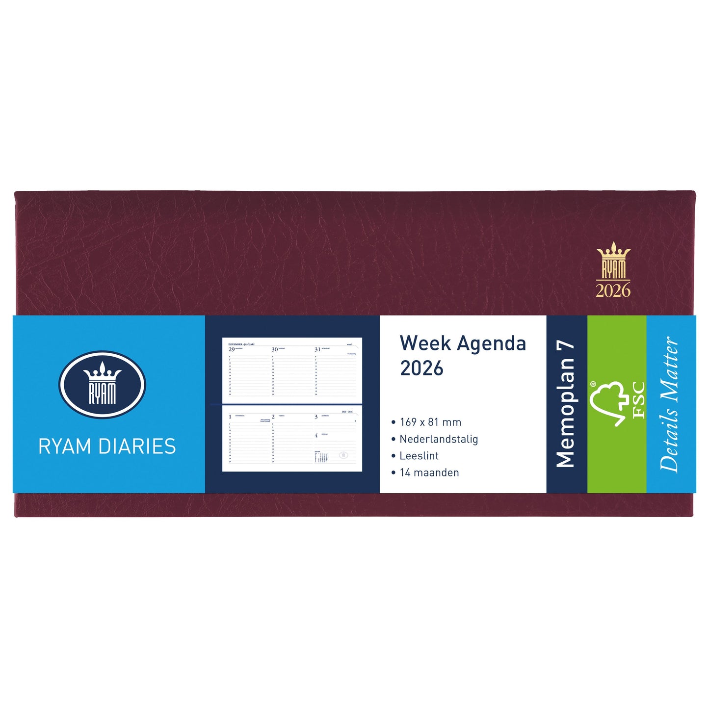 Ryam - Agenda 2026 Memoplan 7 Suprema 7 jours/2 pages paysage bordeaux