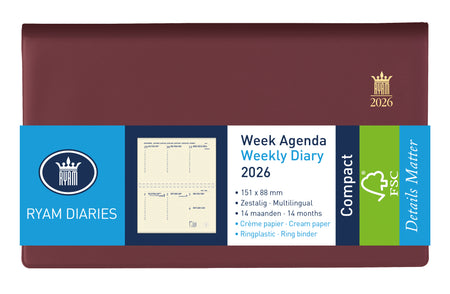 Ryam - Agenda 2026 Compact Suprema 7d/2p Bordeaux