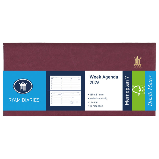 Ryam - Agenda 2026 Memoplan 7 Mundior 7 jours/2 pages paysage bordeaux