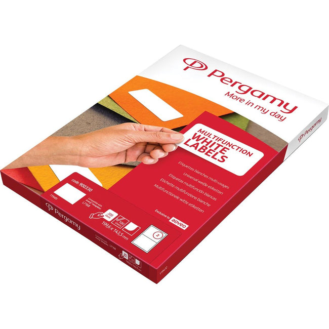 Pergamie – weiße Etiketten, 99,1 x 93,1 Fuß, runde Ecken, Packung mit 600 Etiketten