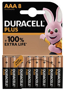 Duracell - Batterie plus 100% AAA, cloque de 8 pièces