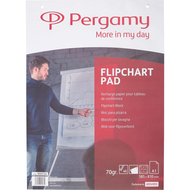 Pergamy - Pergamy flipchartpapier, ft A1, geruit, pak van 40 vel