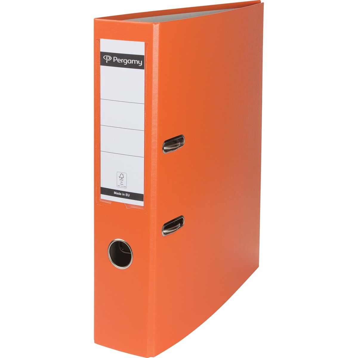 Pergamy - classeur, pour ft A4, en PP et papier, sans bord de protection, dos de 7,5 cm, orange