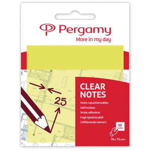 Pergamy -   transparante notes, ft 76 x 76 mm, 50 vel, geel