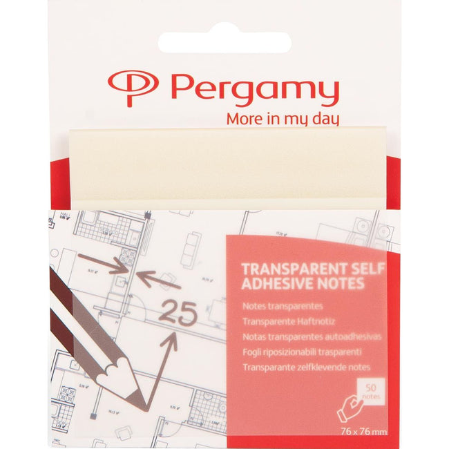 Pergamie - Notes transparentes de pergamie, ft 76 x 76 mm, 50 feuilles, blanc