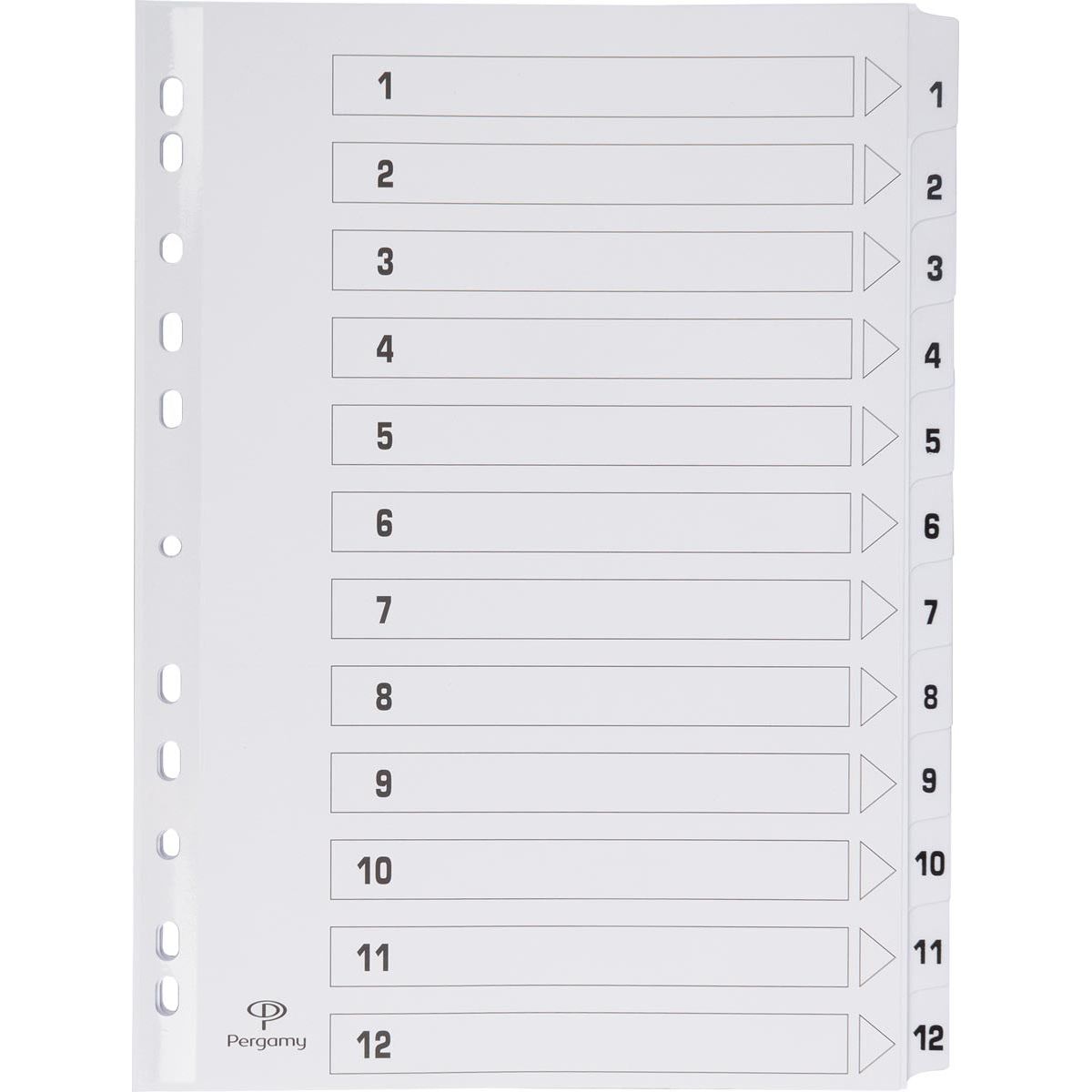 Pergamie-Profi-Registerkarten mit Indexblatt, ft A4, 11-go-valement, Karton, Set 1-12