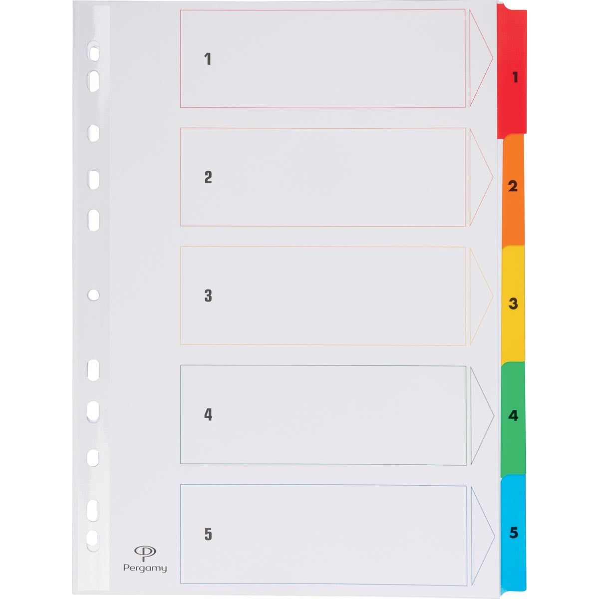 Pergamie-Profi-Registerkarten mit Indexblatt, Ft A4, 11-Loch-Spervierung, verschiedene Farben, Set 1-5