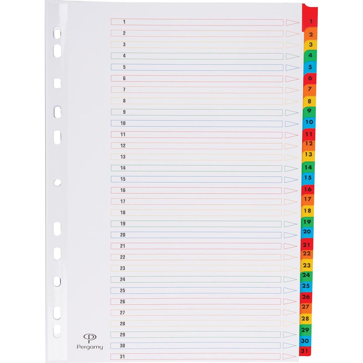 Pergamie-Profi-Registerkarten mit Indexblatt, ft A4, 11-Loch-Spervierung, verschiedene Farben, Set 1-31