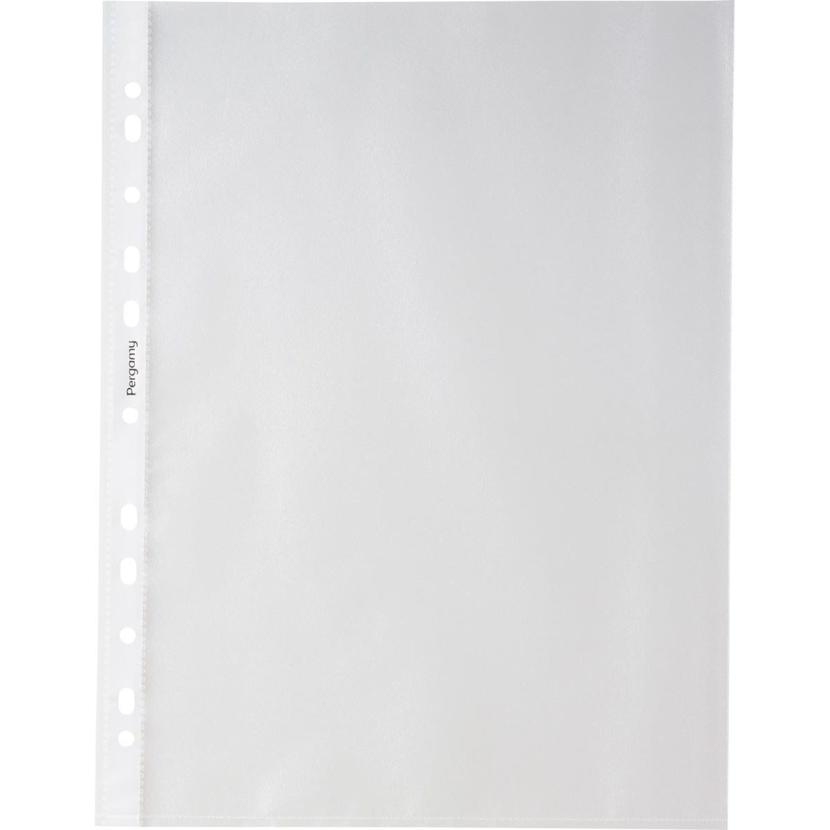 Pergamy - sac de présentation perforé, ft A4, perforation 11 trous, PP grainé de 60 microns, paquet de 100 pièces