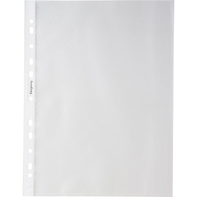 Pergamie – perforierte Ausstellungstasche, ft A4, 11-Loch-Perforation, genarbtes PP mit 60 Mikron, Packung mit 100 Stück