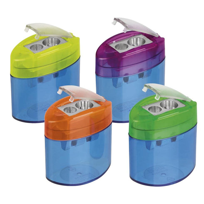 M+R -   potloodslijper Neo Light, 2-gaats, met reservoir, doos met 10 stuks in geassorteerde kleuren