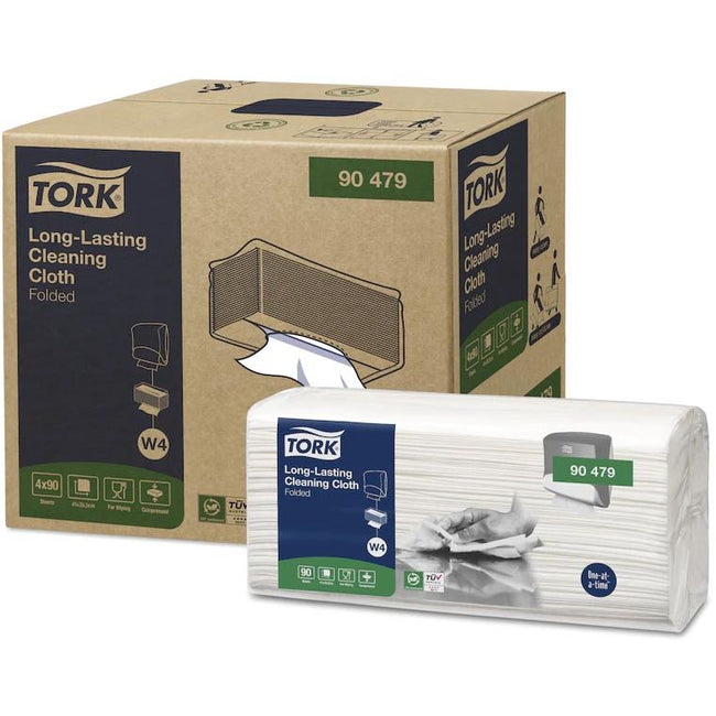 Tork - Papier de nettoyage longue durée, plié, W4, 90 feuilles, paquet de 4