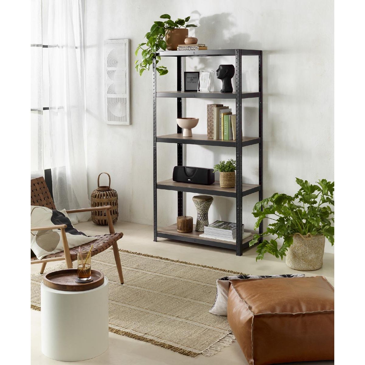Avasco -  A rek Home Maxi, ft 176 x 90 x 45 cm, 5 legborden, uit metaal, zwart