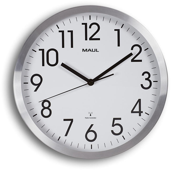 Maul - Horloge murale Move RC Ø305x45mm cadre en aluminium blanc incl. batterie