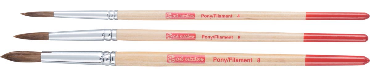 Talens Art Creation - Set de pinceaux aquarelle Art Creation poils de poney et polyester, lot de 3 pinceaux