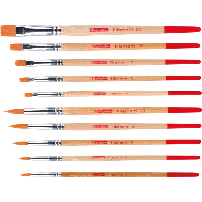 Talens Art Creation - Pinceaux aquarelle Art Creation polyester assortis, lot de 10 pinceaux