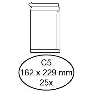 Quantore - Enveloppe acte C5 162x229mm auto-adhésif blanc 25 pièces