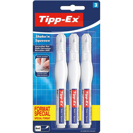 Tipp-Ex - Stylo correcteur Shake 'n Squeeze 8ml blister de 3 pièces
