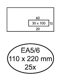 Quantore - Enveloppe 110x220 mm Fenêtre 3x10cm Auto-adhésif 25 pièces