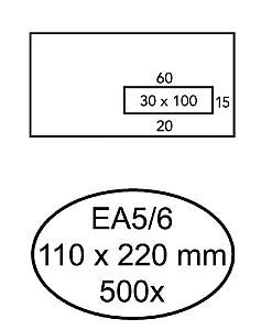 Quantore - Enveloppe 110x220 mm Fenêtre 3x10cm à droite 500 pièces