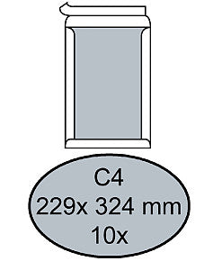 Quantore - enveloppe Bordrug C4 229x324mm-Adhésive blanc 10 pièces