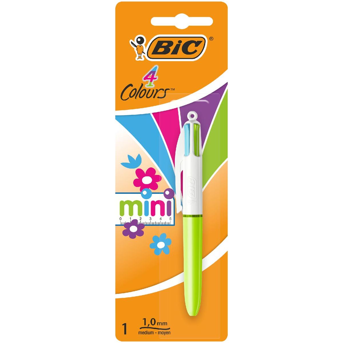 BIC - Farben Mini 4 - Color Ball Stift, Medium, Pastelltinte Farben auf Blasen