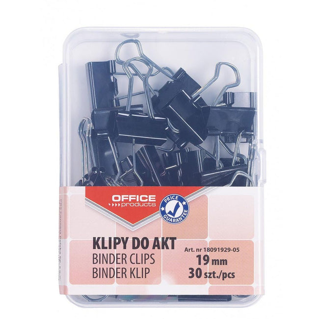 OFFICE products -   foldbackclip, zwart, 19 mm, plastic doos van 30 stuks