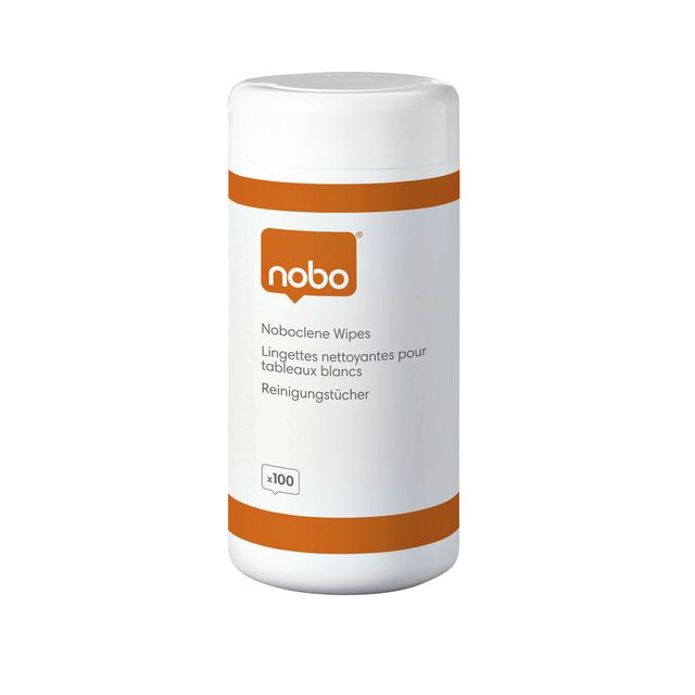 Nobo - Pot de lingettes nettoyantes pour tableau blanc de 100 pièces