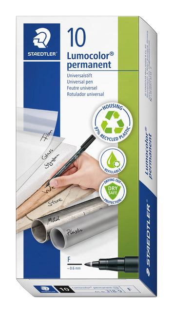 Staedtler - Feutre ohp lumo f 318 perm noir | 10 pièces