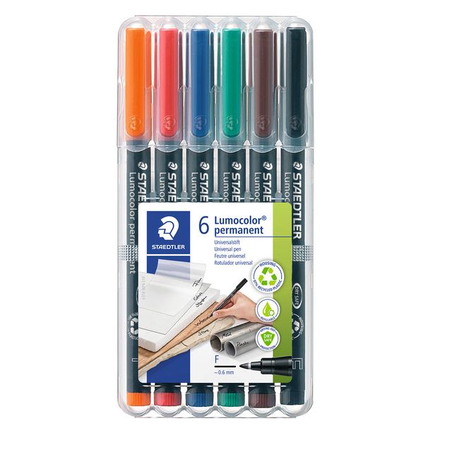 Staedtler - Filzstift Lumocolor 318 permanent F Set à 6 Stück sortiert