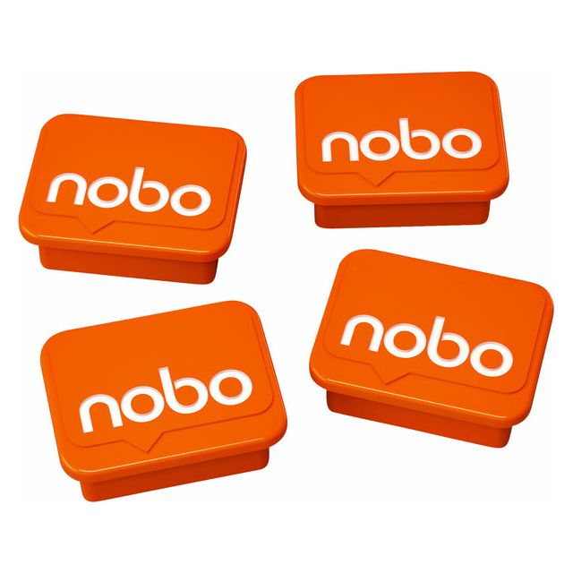 Nobo - magneten, whiteboard, oranje, pak van 4 stuks