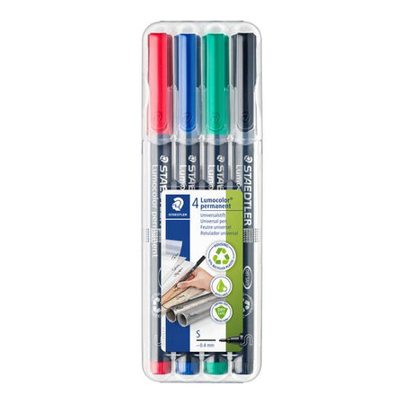Staedtler - Feutre Lumocolor 313 permanent S lot de 4 pièces assorties