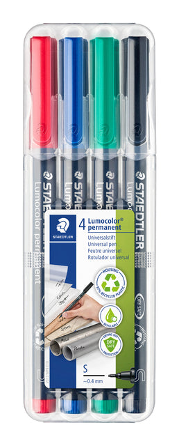 Staedtler - Feutre Lumocolor 313 permanent S lot de 4 pièces assorties