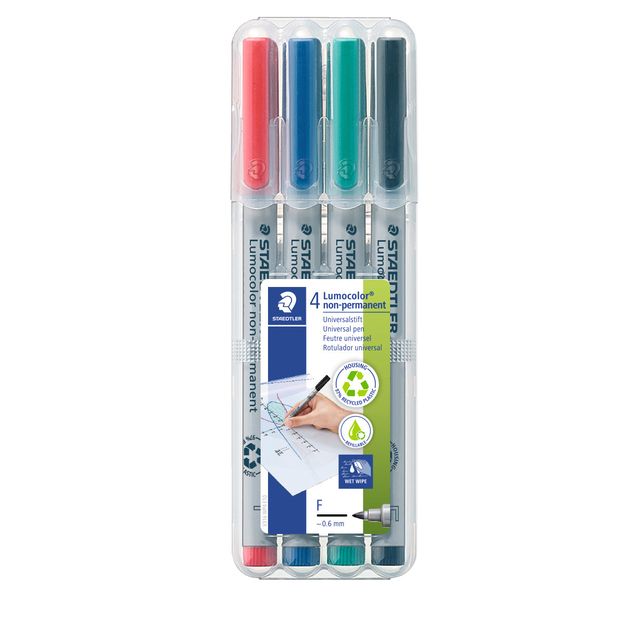 Staedtler - Feutre Lumocolor 316 non permanent F lot de 4 pièces assorties