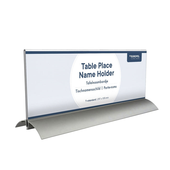 Europel – Tisch-Namensschild-Hülle, 105 x 297 mm, Acryl-Aluminium