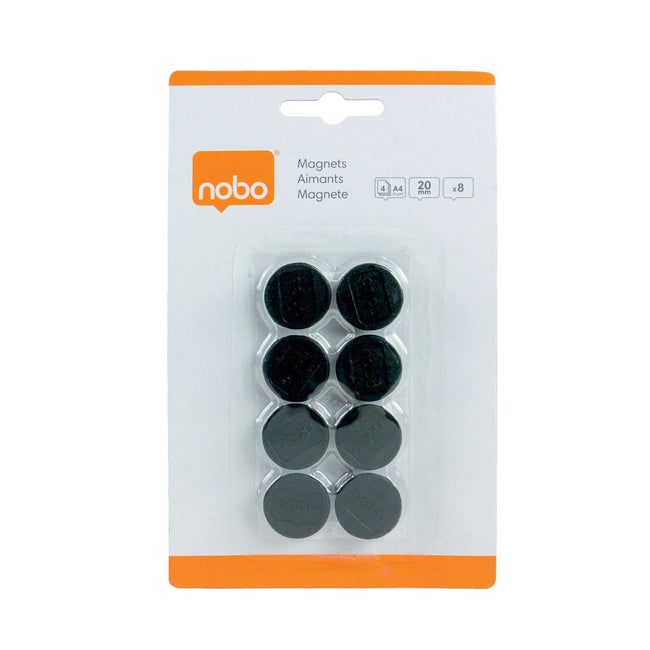 Nobo - Aimant 20mm noir 8 pièces